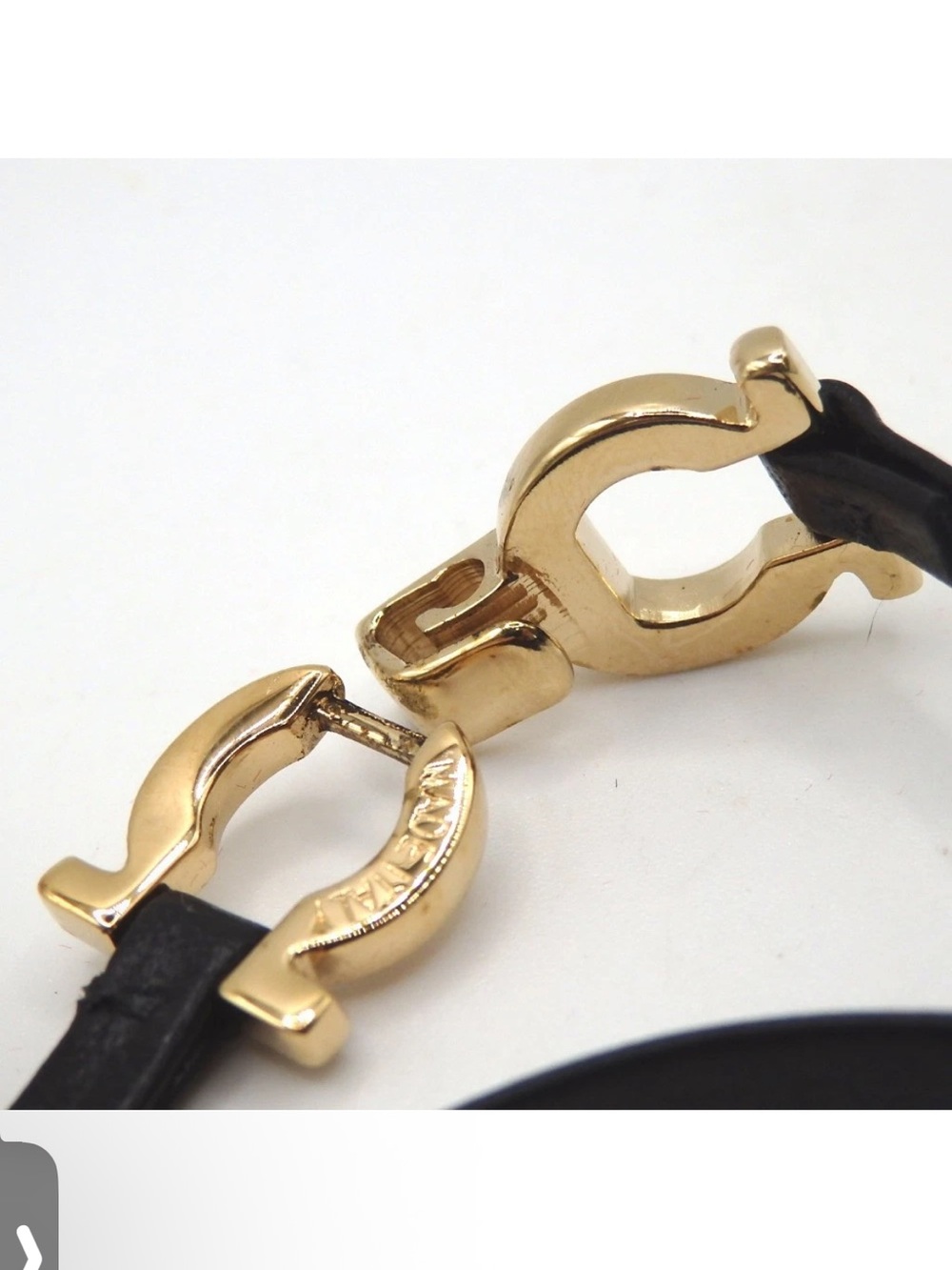 Salvatore Ferragamo UNISEX Double-Strap Bracelet w/ Gold Gancini Like New in Box - Picture 6 of 8